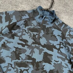 UNRL Golf‎ Sweater Mens Large Blue Camo Quarter Zip Pullover Athletic Top